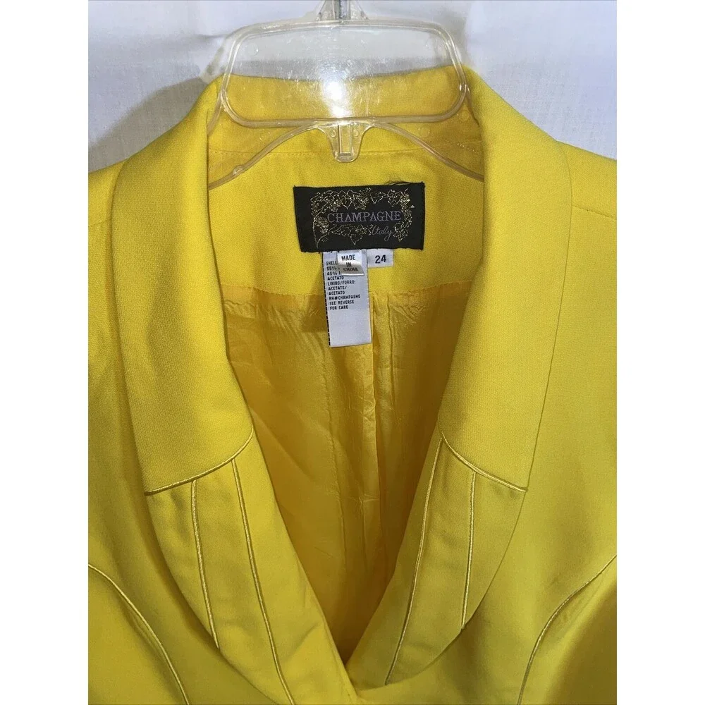 Champagne Italy Dress Blazer Women's Size 24 Yellow Long Sleeve Button Front